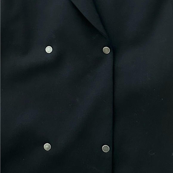 Helmut Lang Button Front Wool Blend Suede Cap Sleeve Vest Blazer, Black, Size 6 - Picture 8 of 11